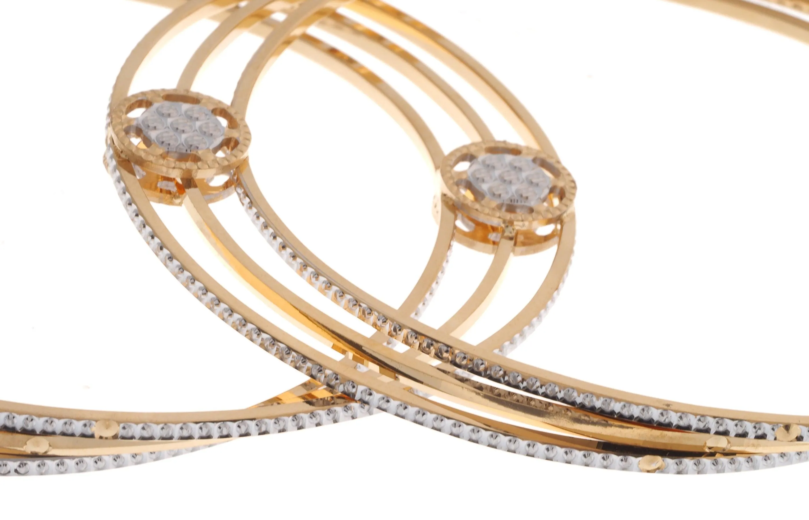 22ct Gold Bangle with Rhodium Design B-6929