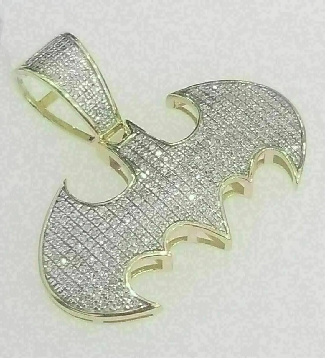 2CT Simulated Diamond Batman Men's Stunning Charm Pendant Gold Plated 925 Silver