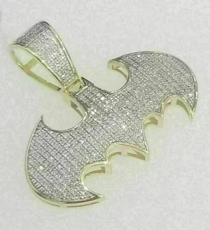 2CT Simulated Diamond Batman Men's Stunning Charm Pendant Gold Plated 925 Silver