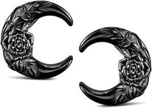 2PCS Crescent Moon Saddle Plugs 316 Stainless Steel Ear Gauges Hypoallergenic ear gauges expander Piercing Body Jewelry
