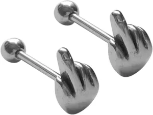 2pcs Steel Punk Tongue Rings Fashionable Body Piercing Jewelry for Women Men Mother's Day