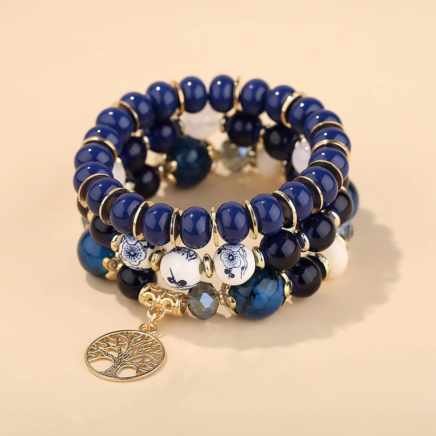 3PCS Tree of Life Bohemian Stretch Bracelets Suitable for Women Most Wrists Jewelry Gifts
