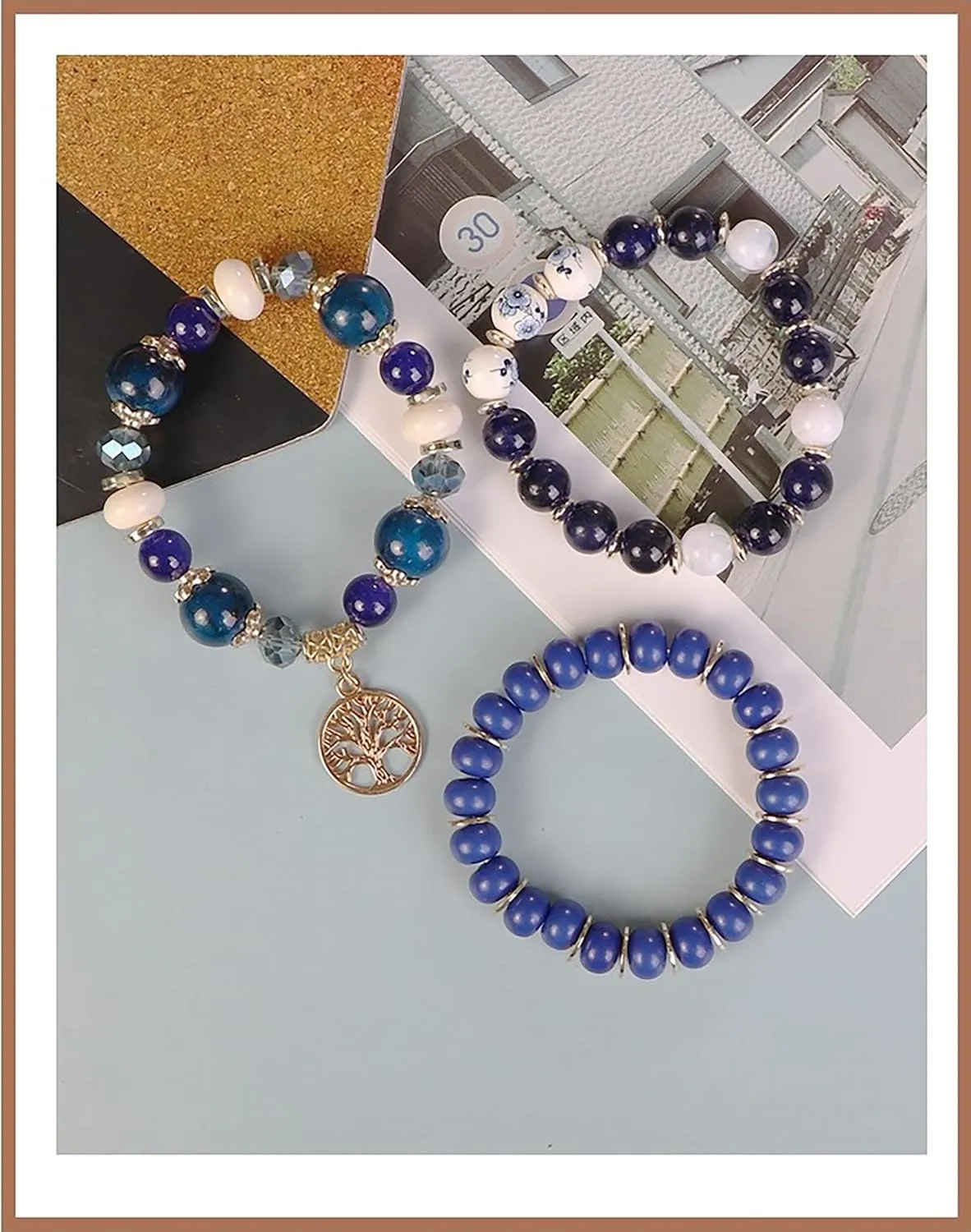 3PCS Tree of Life Bohemian Stretch Bracelets Suitable for Women Most Wrists Jewelry Gifts