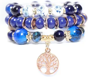 3PCS Tree of Life Bohemian Stretch Bracelets Suitable for Women Most Wrists Jewelry Gifts