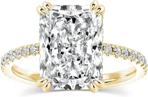 4.5CT Stunning Radiant Cut Engagement Ring for Women,Simulated Diamond Ring,18K White Gold Plated 925 Sterling Silver Promise Ring