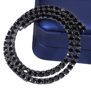 4mm Black Moissanite Tennis Necklace for Women Mens Stainless steel Iced Out Lab Grown Moissanite Diamond Round Cut Necklaces for Men Tennis Hip Hop Chain (4MM Moissanite, 18 inch)