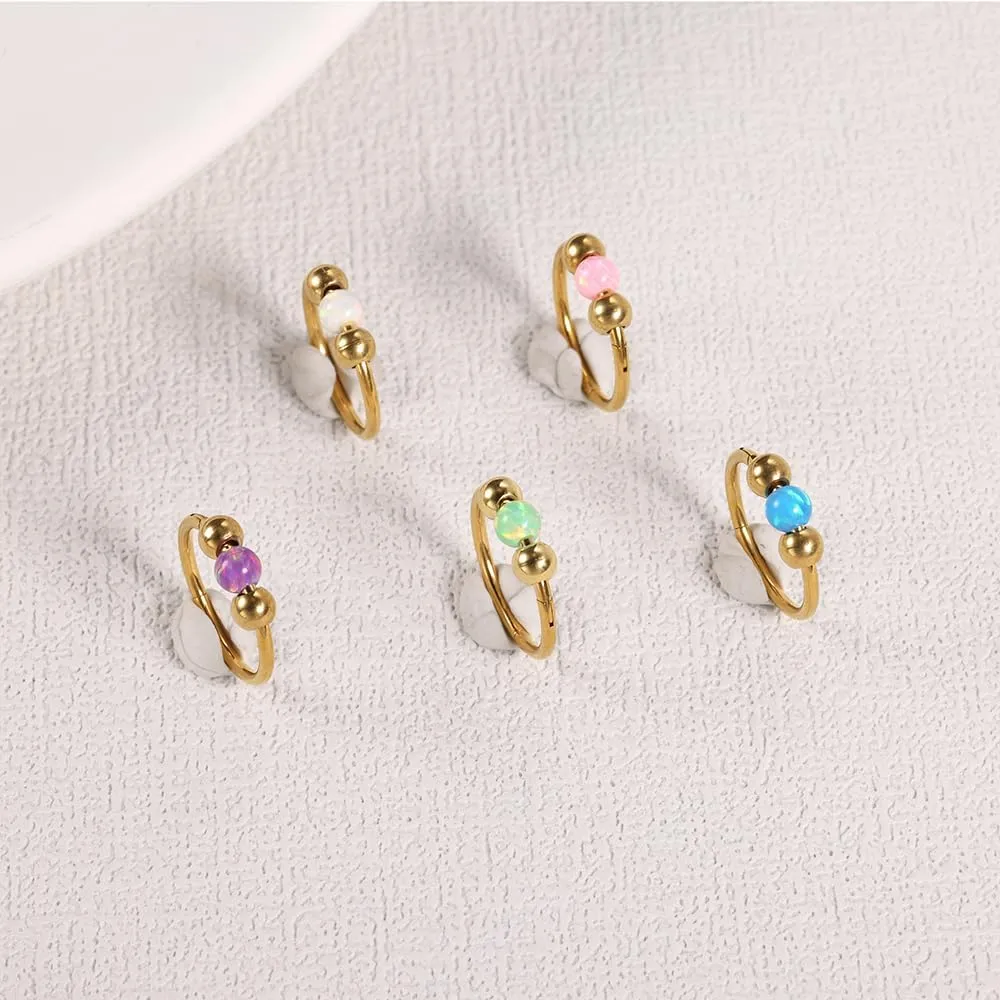 4PCS Nose Rings Opal 18G Nose Hoops 316L Surgical Steel Hypoallergernic Nose Piercings Jewelry for Women Nose Rings Suitable for Septum Rings Cartilage Earring Tragus Earring