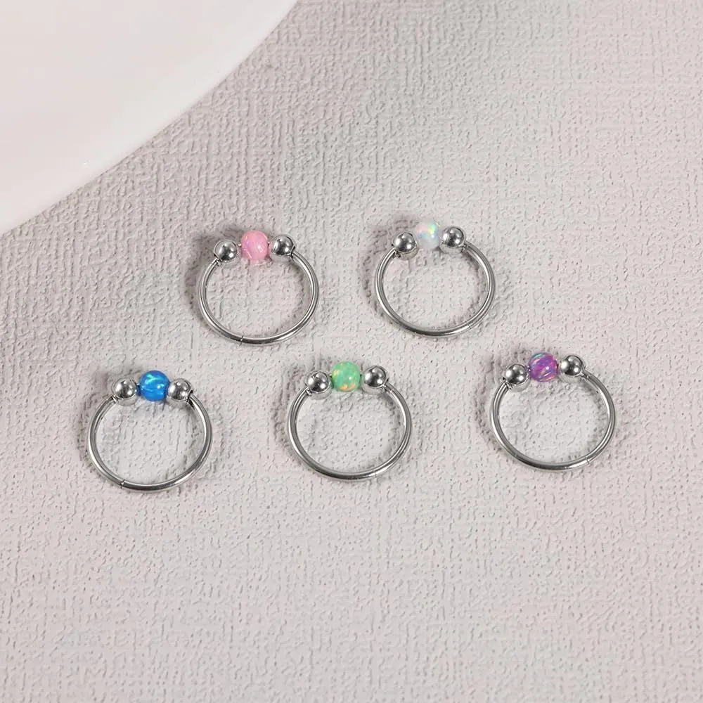 4PCS Nose Rings Opal 18G Nose Hoops 316L Surgical Steel Hypoallergernic Nose Piercings Jewelry for Women Nose Rings Suitable for Septum Rings Cartilage Earring Tragus Earring