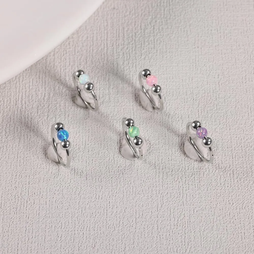 4PCS Nose Rings Opal 18G Nose Hoops 316L Surgical Steel Hypoallergernic Nose Piercings Jewelry for Women Nose Rings Suitable for Septum Rings Cartilage Earring Tragus Earring
