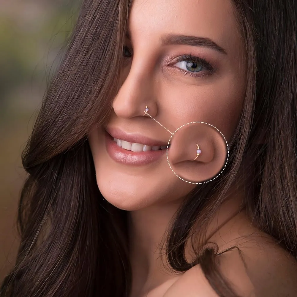4PCS Nose Rings Opal 18G Nose Hoops 316L Surgical Steel Hypoallergernic Nose Piercings Jewelry for Women Nose Rings Suitable for Septum Rings Cartilage Earring Tragus Earring