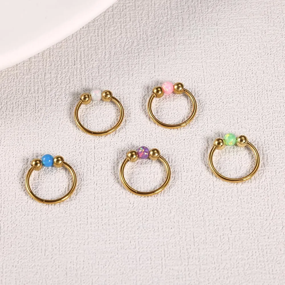 4PCS Nose Rings Opal 18G Nose Hoops 316L Surgical Steel Hypoallergernic Nose Piercings Jewelry for Women Nose Rings Suitable for Septum Rings Cartilage Earring Tragus Earring