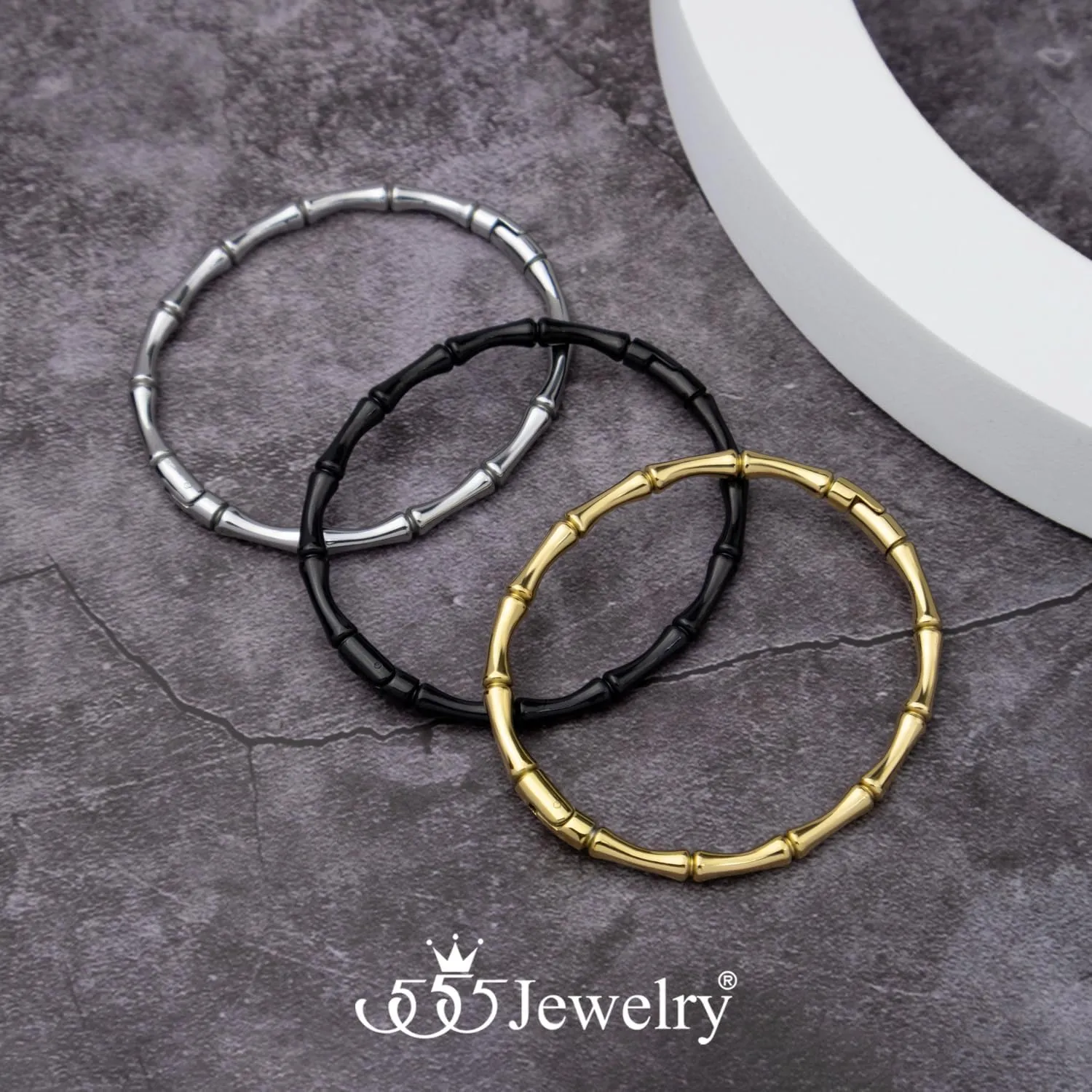 555Jewelry Stainless Steel Beaded Bracelets for Women 4mm Thick Classic Ball Bead Bracelet Simple Plain Bangle Bracelet for Men