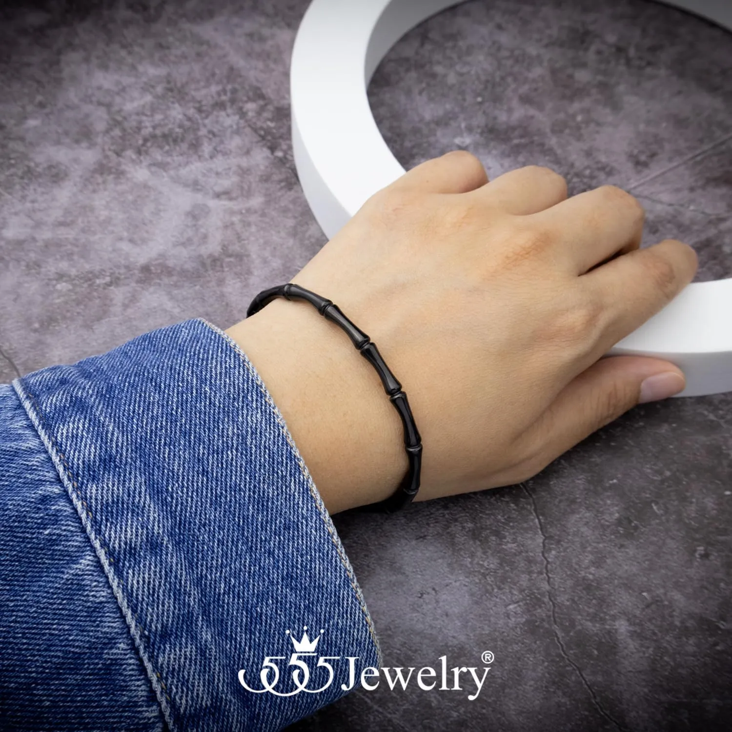 555Jewelry Stainless Steel Beaded Bracelets for Women 4mm Thick Classic Ball Bead Bracelet Simple Plain Bangle Bracelet for Men