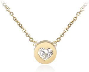 555Jewelry Womens Stainless Steel Heart CZ Engraved Round Disc Pendant Necklace