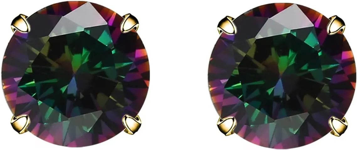 5A Stunning Rainbow Rose Gold Black Hypoallergenic Quartz Stone Surgical 316L Stainless Steel,Hypoallergenic Tragus Cartilage Sleeper Earrings,Earring Stud Gift Box,Men Women Womens Mens