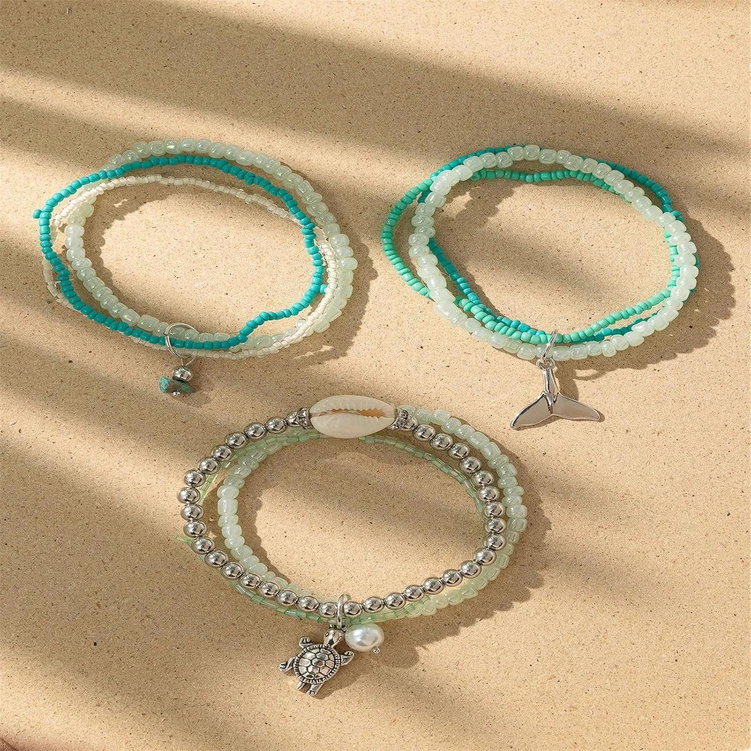 6-10Pcs Bohemian Stackable Beaded Bracelet Set for Women Friend Boho Layered Faux Pearl Crystal Seed Stretchy Strand Statement Bracelet Multicolor Holiday Jewelry Birthday Gift