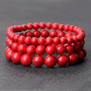 6/8/10MM Stone Red Stone Prayer Beaded Bracelet Rosary Meditation Bracelets 3PCS-Default