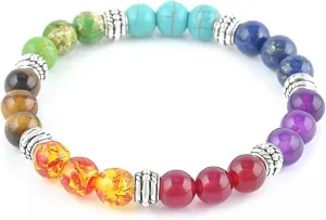7 Bead Gemstone Prayer Beaded Stretch Bracelet 8R