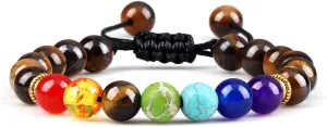 7 chakra bracelet men black lava tiger eye stones healing balance beads reiki buddha prayer natural stone yoga bracelets bangles