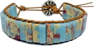 7 Chakra Bracelets for Women with Real Stones Leather Wrap Healing Bead Bracelet,Boho Handmade Natural Jasper Stone Healing Energy Bead Leather Wrap Bracelet Jewelry Collection (Colorful chakra)