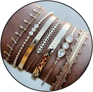 7Pcs Boho Gold Bracelets for Women - Vintage Cuff Bangles, Layered Stackable Link Chain, Beaded and Adjustable Rhinestone Bracelets - Dainty Jewelry Gifts