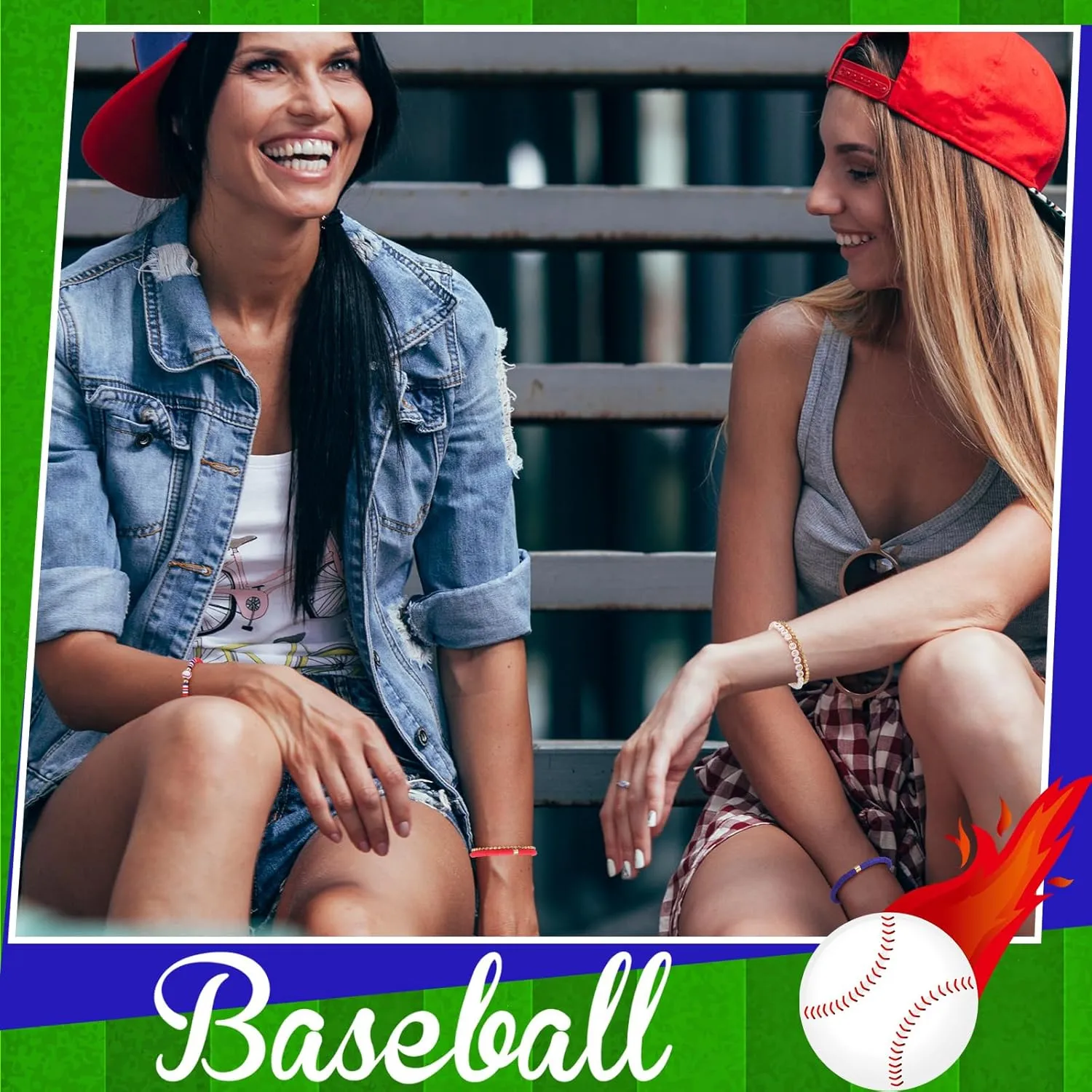 8 Pcs Baseball Game Day Bracelets Mom Bracelets Beaded Stretch Bracelets Stackable Sports Baseball Charm Bracelet Accessories for Women Outfit Jewelry Gifts
