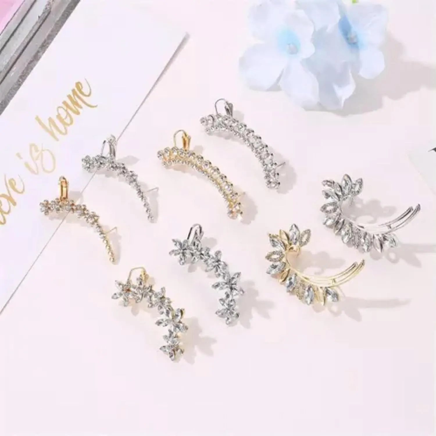 925 Silver Ear Cuff Clip Wrap Earring Women Zircon Weeding Jewelry Gift 1pc-#19