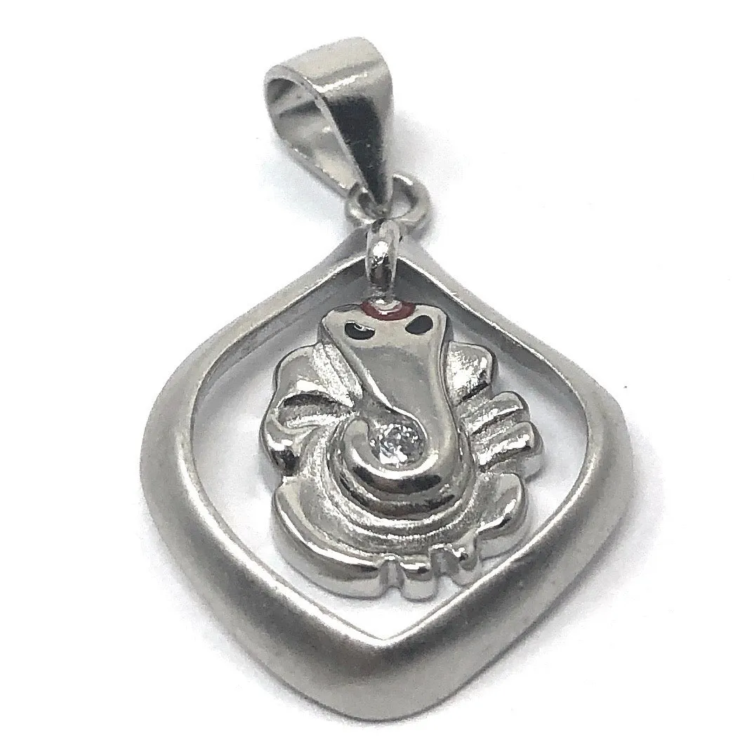 925 Silver Ganesha Matte Pendant (Design 40)