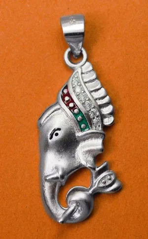 925 Silver Ganesha Matte Pendant (Design 45)