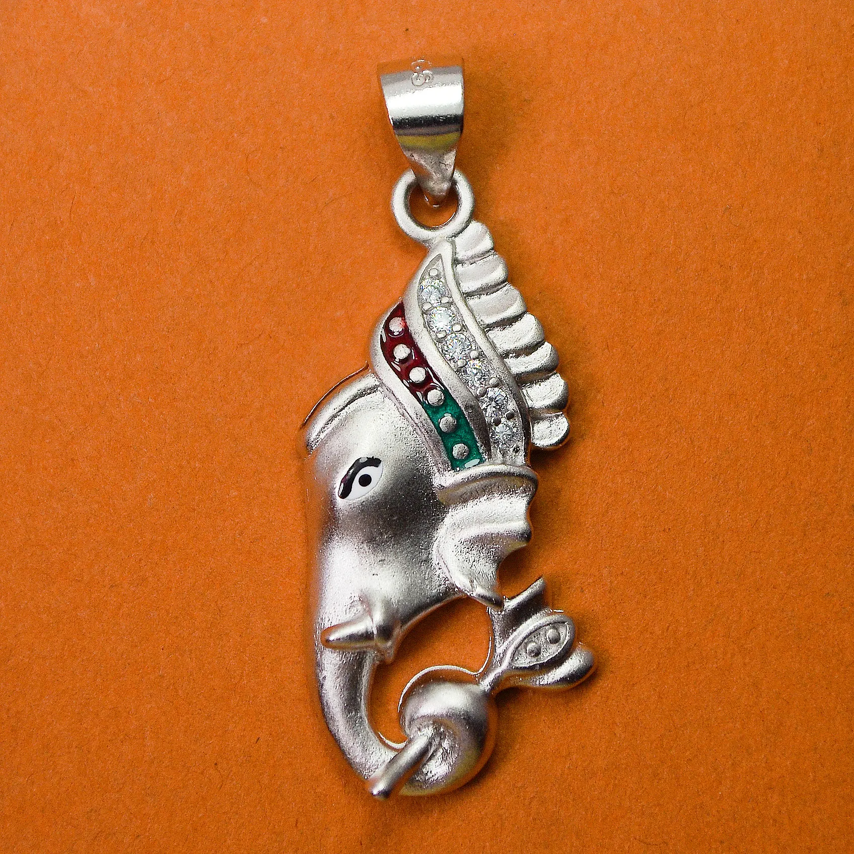 925 Silver Ganesha Matte Pendant (Design 45)