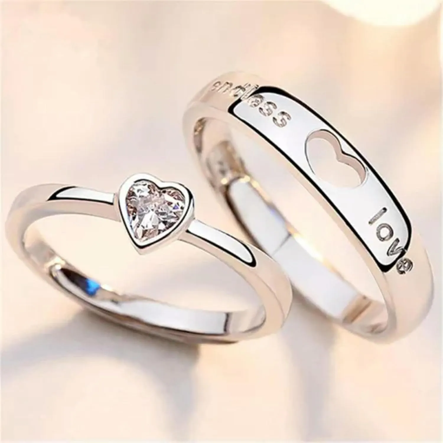 925 Silver Plated 1 Pair Couples Rings Promise Wedding Engagement Rings Women-Style 47