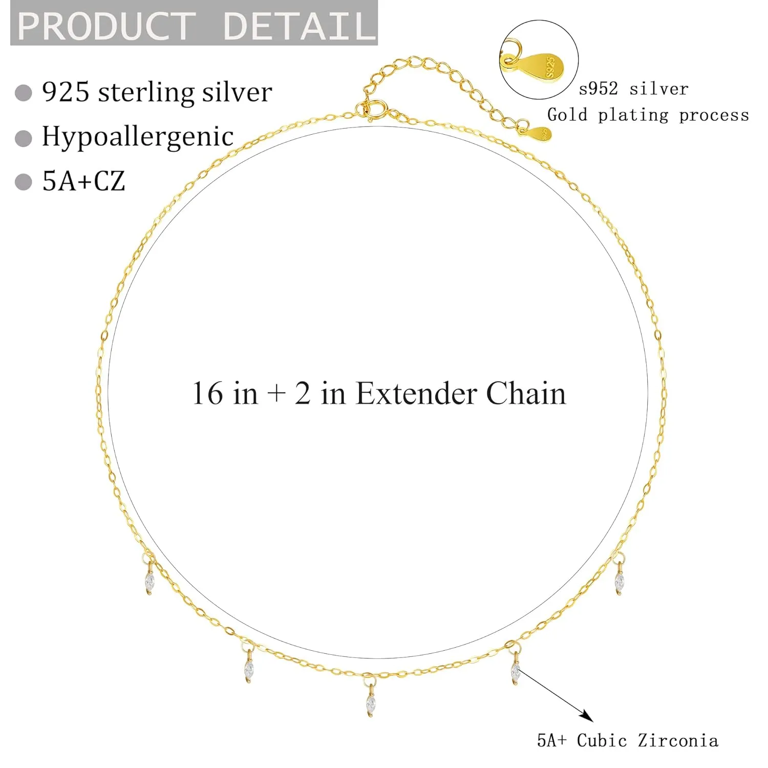 925 Sterling Silver Choker Necklace with Cubic Zirconia Pearl Pendants for Women 14K Gold Plated Handmade Choker Necklace Dainty Gold Necklace Jewelry Gifts for Women Girls StyleB