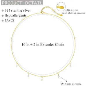925 Sterling Silver Choker Necklace with Cubic Zirconia Pearl Pendants for Women 14K Gold Plated Handmade Choker Necklace Dainty Gold Necklace Jewelry Gifts for Women Girls StyleB
