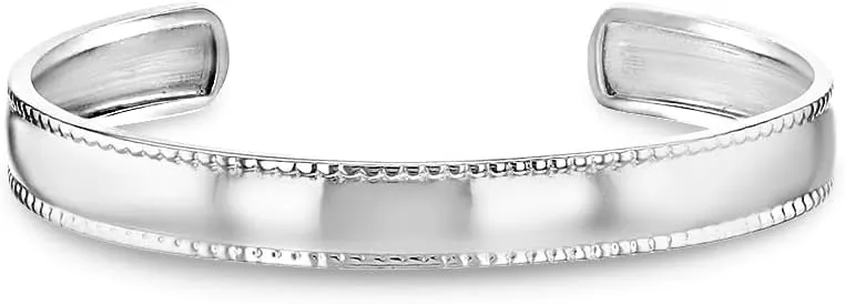 925 Sterling Silver Classic Cuff Bangle Bracelet for Baby Girls & Toddlers - Delicate Cuff Bangle with Safe & Smooth Edge for Infants, Babies & Toddlers - Simple & Classic Bangles for Girls