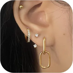 925 Sterling Silver Earrings for Women Small Hoop Earrings Cubic Zirconia Huggie Earrings Hypoallergenic Earrings Stud Earrings Cartilage Earring for Women