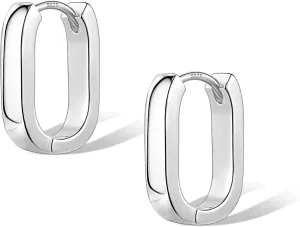 925 Sterling Silver Earrings Small Chunky Sliver Hoop Earrings for Women Trendy Hypoallergenic Small Square Thick Huggie Hoops Earing Jewelry Gifts for Women