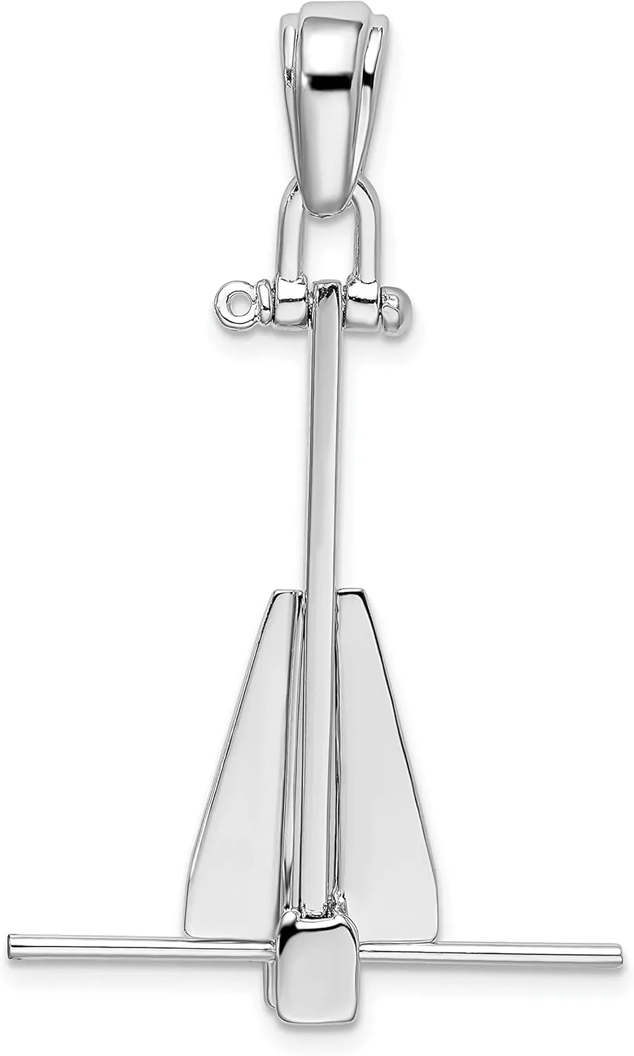 925 Sterling Silver Nautical Charm, Polished 3D Moveable Danforth Anchor Pendant