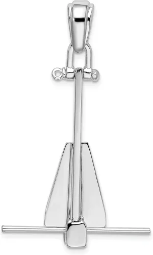 925 Sterling Silver Nautical Charm, Polished 3D Moveable Danforth Anchor Pendant