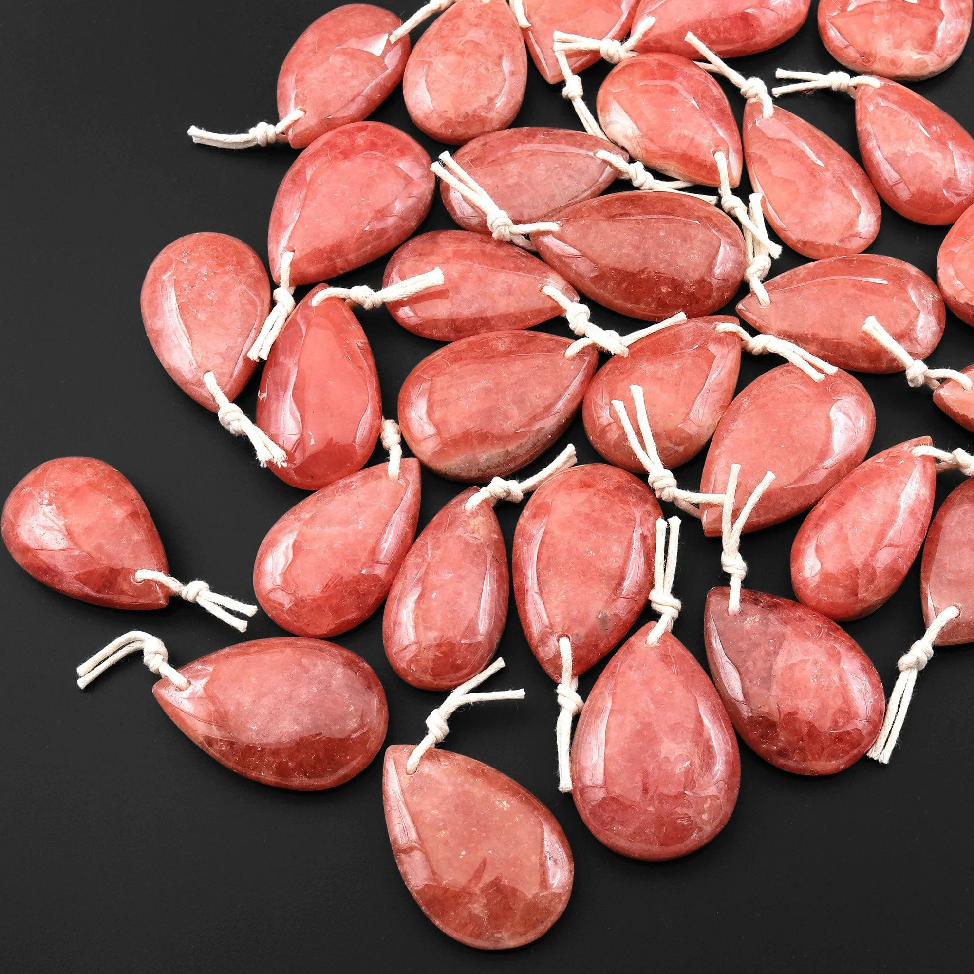AAA Gemmy Natural Red Rhodochrosite Teardrop Gemstone Pendant