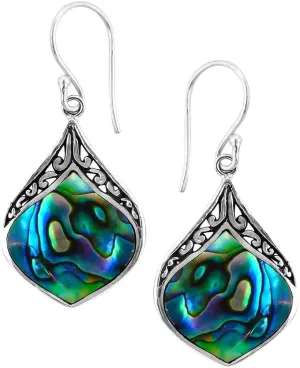 Abalone Shell Dangle Earrings for Women Sterling Silver 925 - Unique Vintage Beach Boho Earrings Trendy - Costume Jewelry Anniversary Birthday Gifts for Her