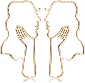 Abstract Face Earrings Dangle Geometric Drop Earrings Studs Large Statement Ear Jewelry Accessories for Women