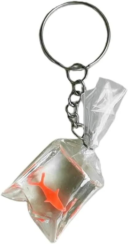 Acrylic Goldfish Water Bag Keyring Decorative Pendants Keyring Goldfish in Water Bag Charm Backpack Ornament Keychain