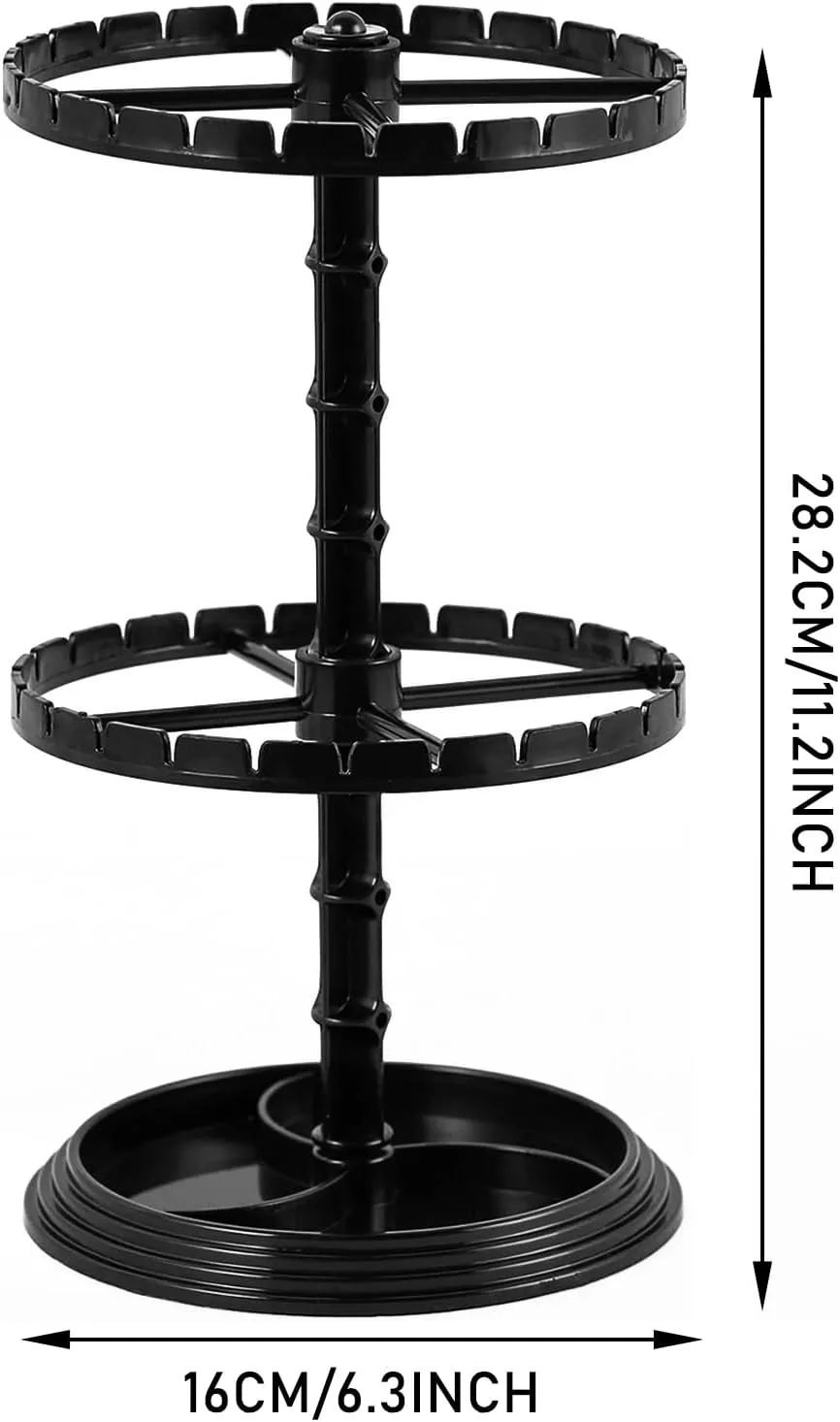 Acrylic Jewelry Stand Rotating Necklace Organizer, Clear 2-Tier Adjustable Necklace Holder with 48 Hooks, Bangles Necklaces Rings Earrings Spinning Display Stand Tree Tower for Women Girl White