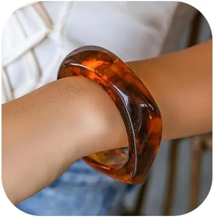 Acrylic Resin Bracelet for Women Chunky Square Bracelets Wide Wristbands Bangle Punk Jewelry