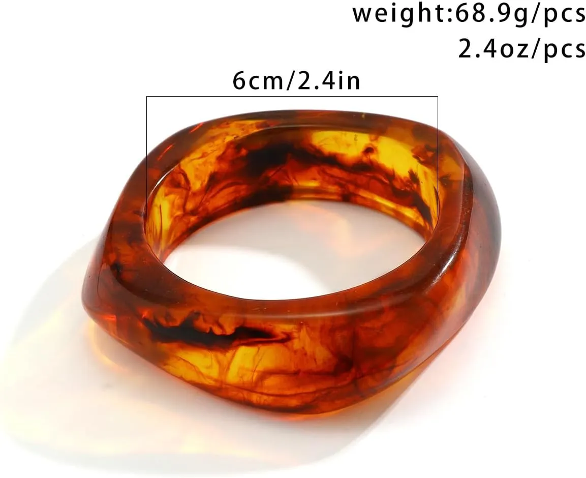 Acrylic Resin Bracelet for Women Chunky Square Bracelets Wide Wristbands Bangle Punk Jewelry