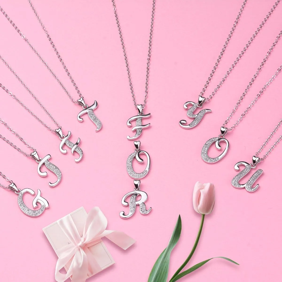AEONSLOVE 925 Sterling Silver Initial Necklaces for Women, 26 Letters Pendants Necklace Gift for Mother, Daughter, Wife, 18 Inch Chain
