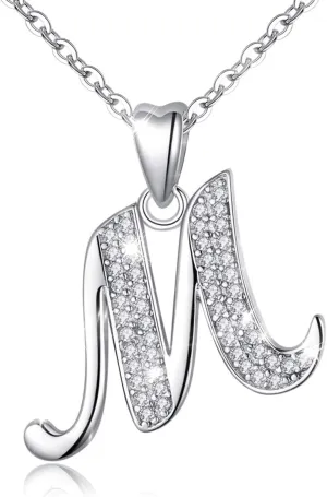 AEONSLOVE 925 Sterling Silver Initial Necklaces for Women, 26 Letters Pendants Necklace Gift for Mother, Daughter, Wife, 18 Inch Chain