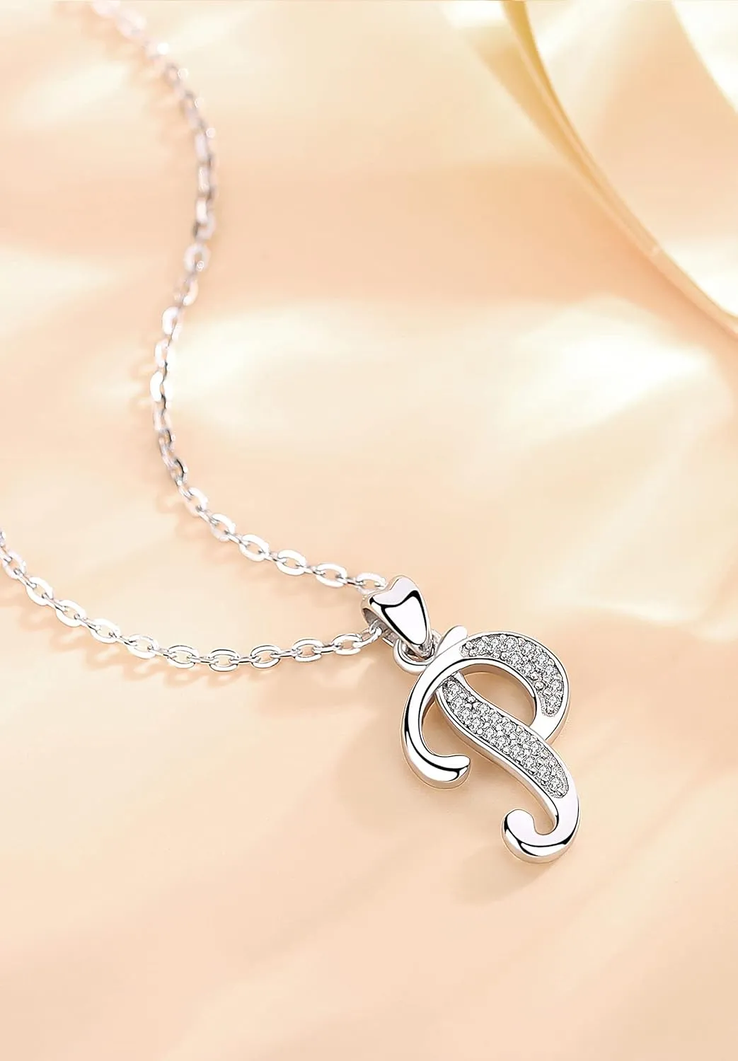 AEONSLOVE 925 Sterling Silver Initial Necklaces for Women, 26 Letters Pendants Necklace Gift for Mother, Daughter, Wife, 18 Inch Chain