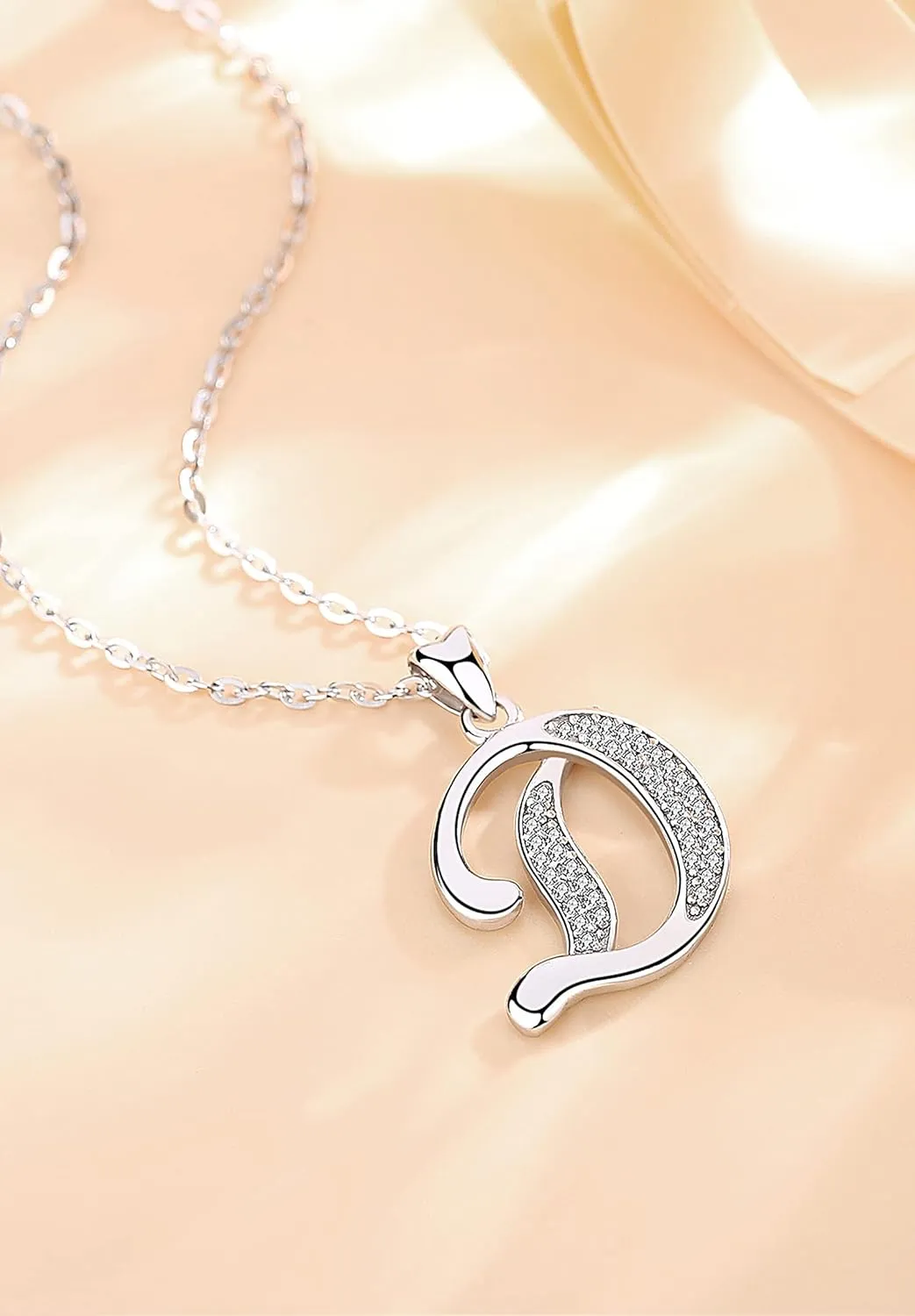 AEONSLOVE 925 Sterling Silver Initial Necklaces for Women, 26 Letters Pendants Necklace Gift for Mother, Daughter, Wife, 18 Inch Chain