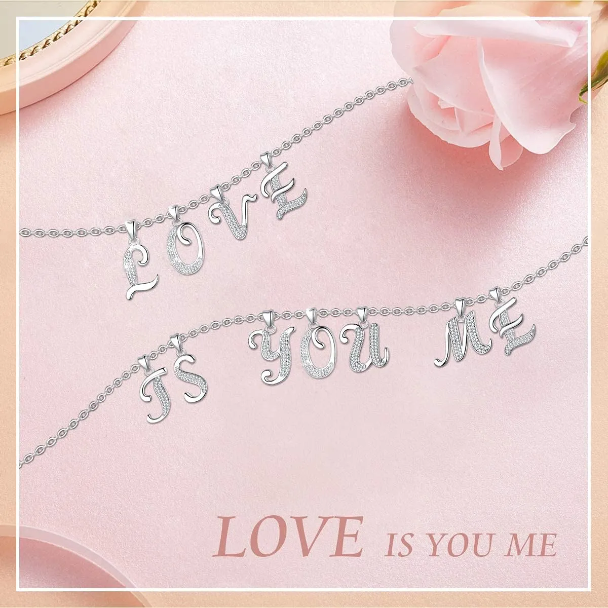 AEONSLOVE 925 Sterling Silver Initial Necklaces for Women, 26 Letters Pendants Necklace Gift for Mother, Daughter, Wife, 18 Inch Chain
